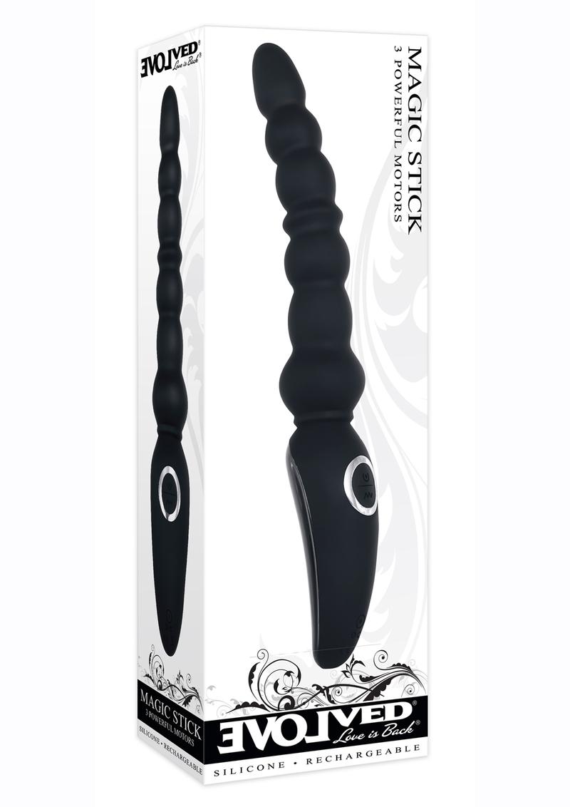 Load image into Gallery viewer, Magic Stick Rechargeable Silicone Beaded Vibrator - Black
