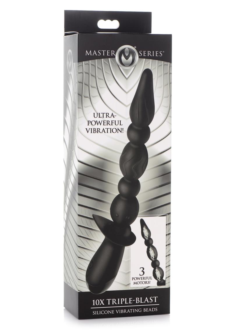 Load image into Gallery viewer, Master Series 10x Triple-Blast Silicone Rechargeable Vibrating Beads - Black
