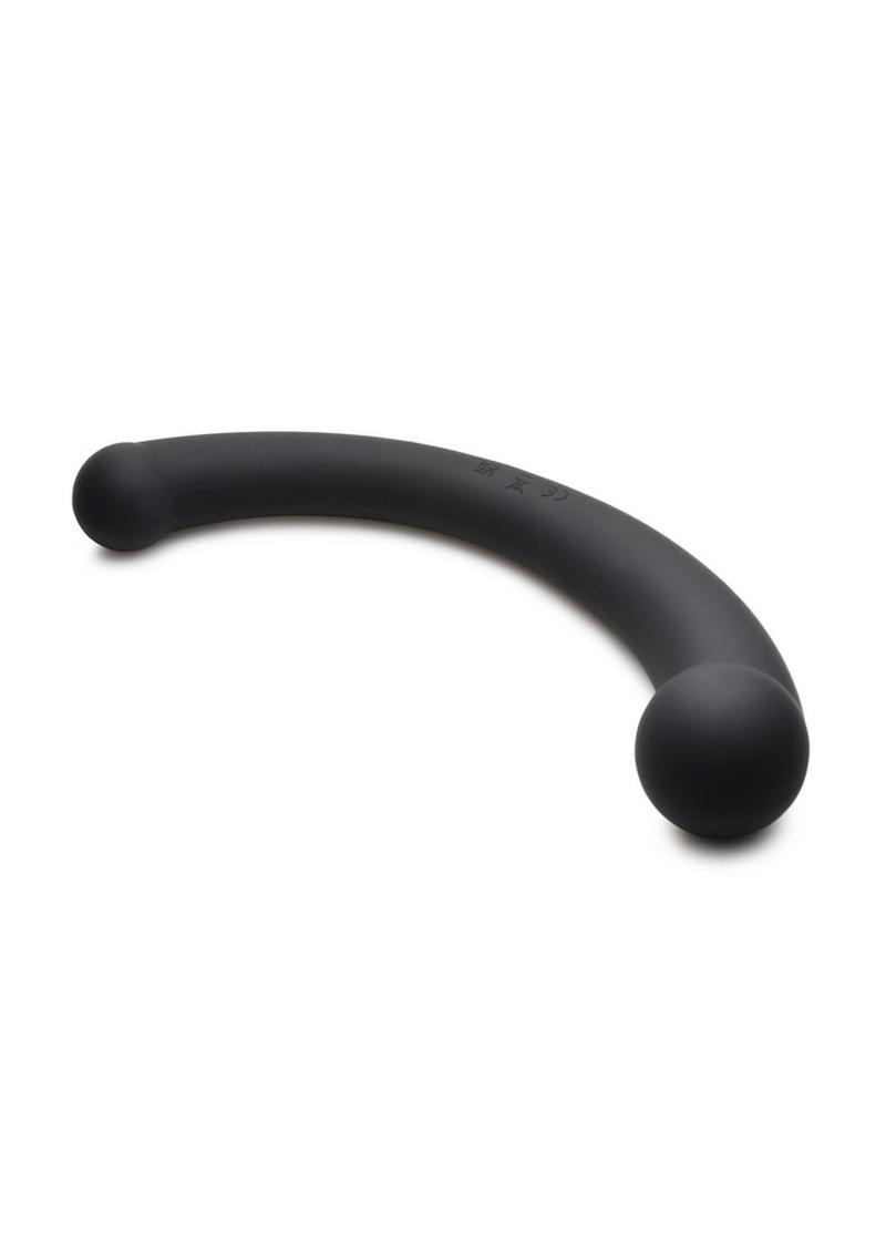 Load image into Gallery viewer, Master Series 10x Vibra-Crescent Rechargeable Silicone Vibrating Dual Ended Dildo - Black
