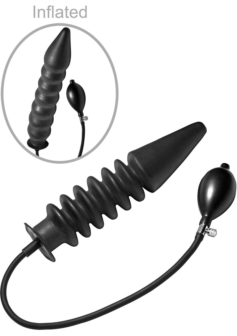 Load image into Gallery viewer, Master Series Accordion Inflatable XL Anal Plug - Black - Large/XLarge
