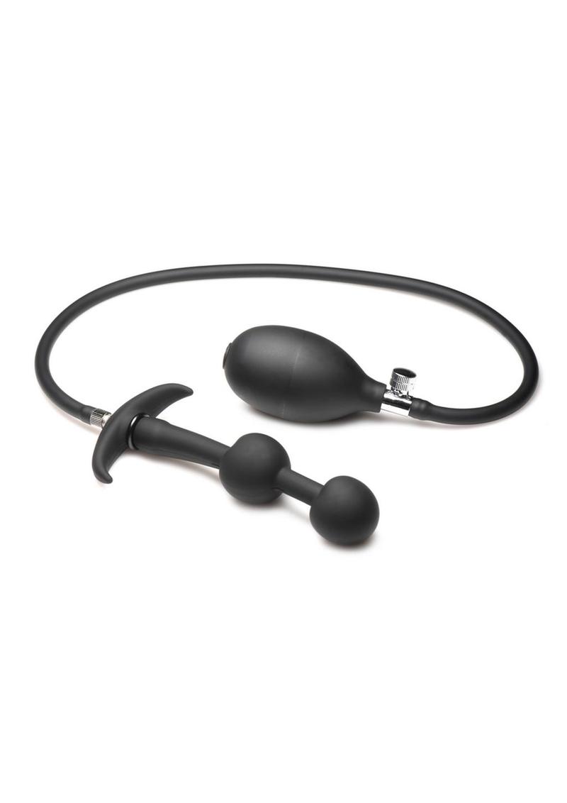Load image into Gallery viewer, Master Series Ass Rattler Weighted Inflatable Silicone Anal Plug - Black
