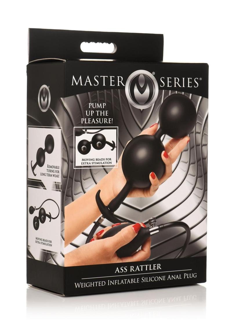 Load image into Gallery viewer, Master Series Ass Rattler Weighted Inflatable Silicone Anal Plug - Black
