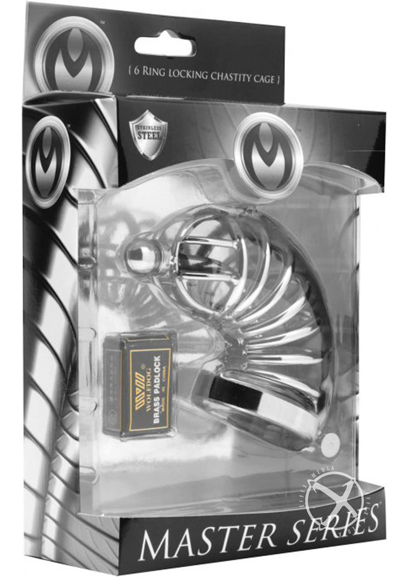 Load image into Gallery viewer, Master Series Asylum 6 Ring Locking Chastity Cage - Silver
