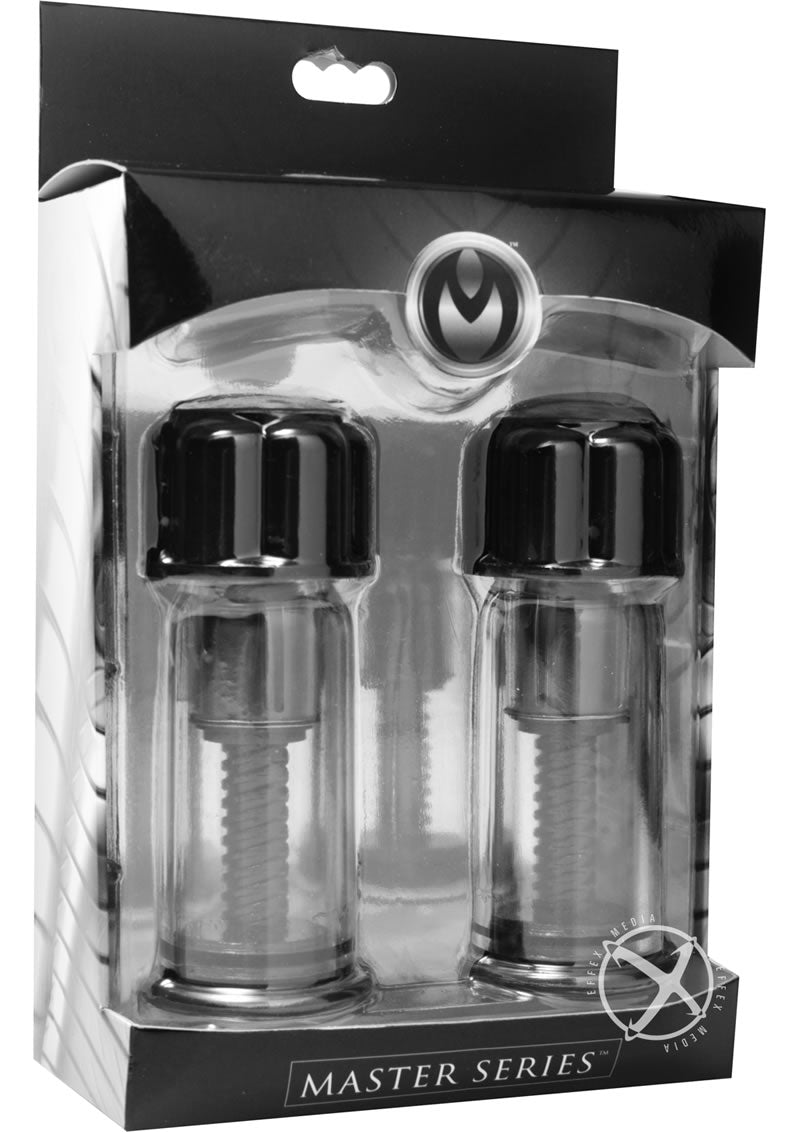 Load image into Gallery viewer, Master Series Black Max Powerful Twist Nipple Suckers - Black/Silver

