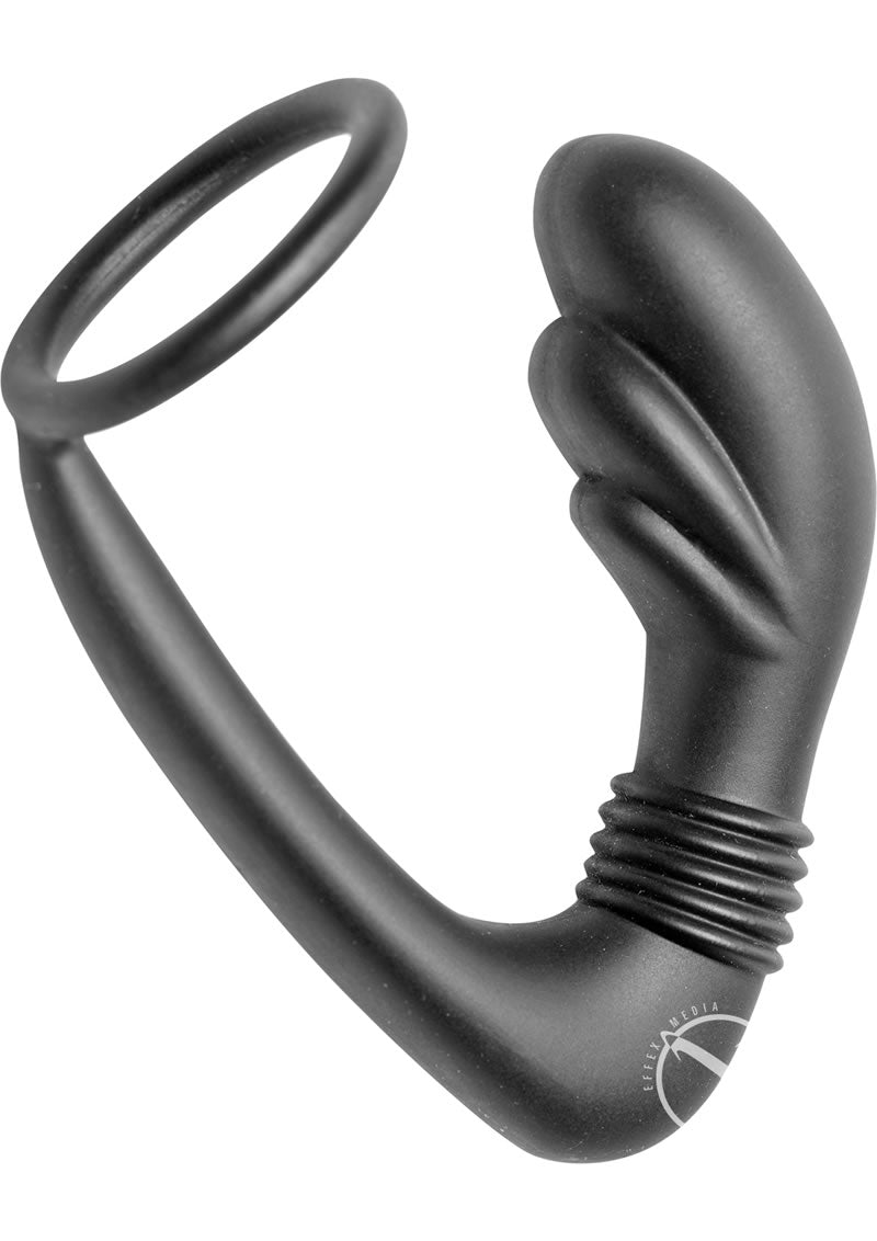 Load image into Gallery viewer, Master Series Cobra Silicone P-Spot Massager and Cock Ring - Black
