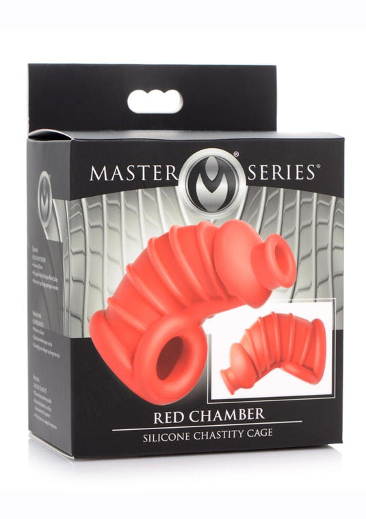 Master Series Crimson Chamber Silicone Chastity Cage - Red