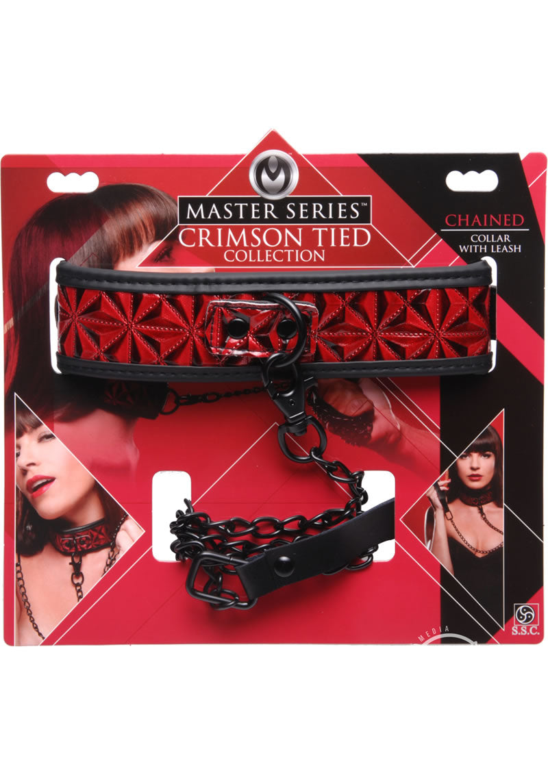 Load image into Gallery viewer, Master Series - Crimson Tied Chained Collar with Leash - Black/Red
