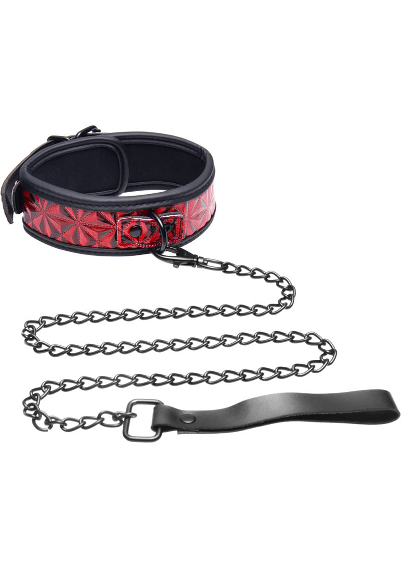 Load image into Gallery viewer, Master Series - Crimson Tied Chained Collar with Leash - Black/Red
