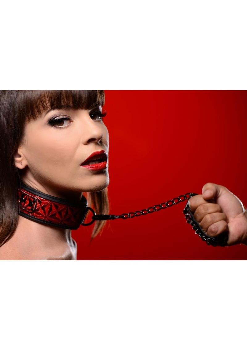 Load image into Gallery viewer, Master Series - Crimson Tied Chained Collar with Leash
