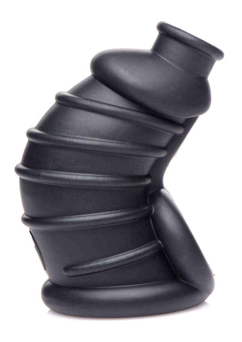 Load image into Gallery viewer, Master Series Dark Chamber Silicone Chastity Cage - Black
