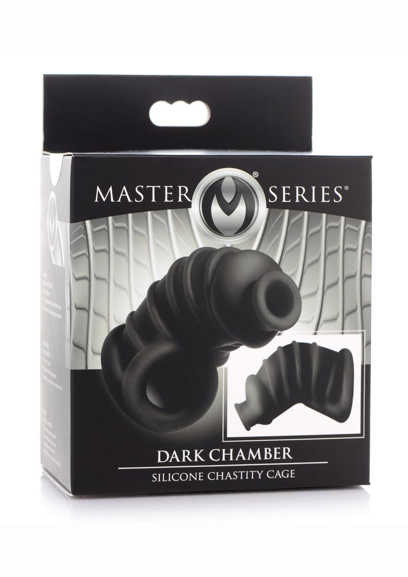 Load image into Gallery viewer, Master Series Dark Chamber Silicone Chastity Cage - Black
