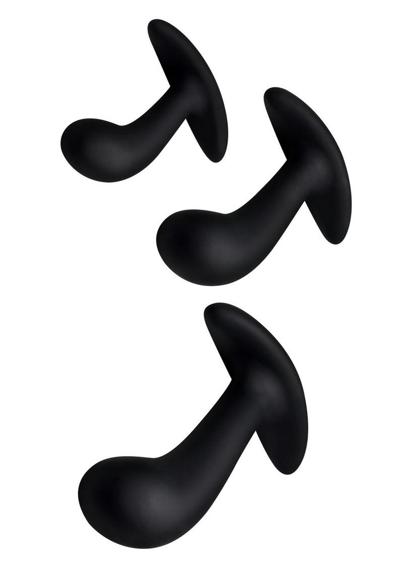 Load image into Gallery viewer, Master Series Dark Delights Curved Silicone Anal Trainer - Black - 3 Piece/Set
