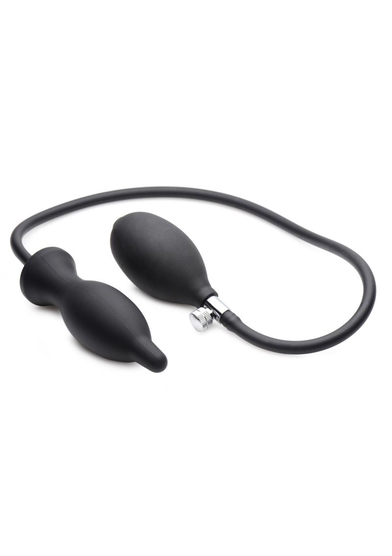 Load image into Gallery viewer, Master Series Dark Inflator Inflatable Silicone Anal Plug - Black
