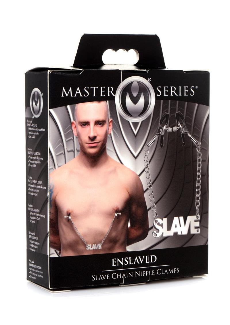 Load image into Gallery viewer, Master Series Enslaved Slave Chain Nipple Clamps - Silver
