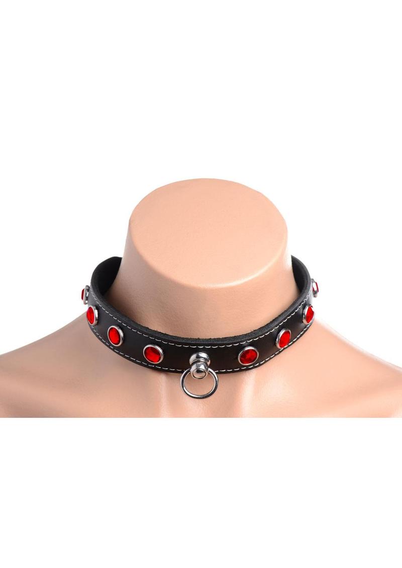 Load image into Gallery viewer, Master Series Fierce Vixen Leather Collar with Rhinestones
