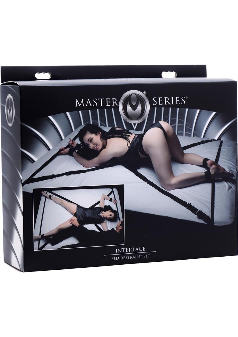 Load image into Gallery viewer, Master Series Interlace Over and Under The Bed Restraint - Black - Set
