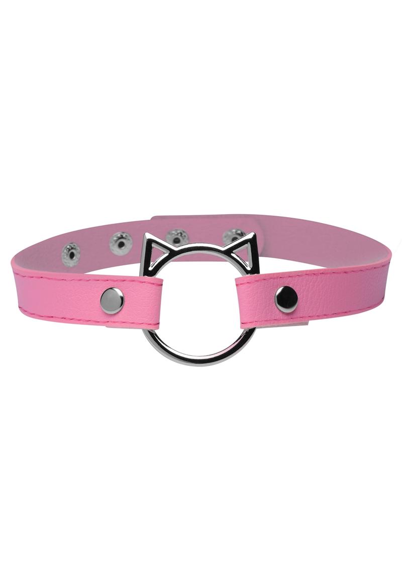 Load image into Gallery viewer, Master Series Kinky Kitty Adjustable Ring Choker Slim - Pink
