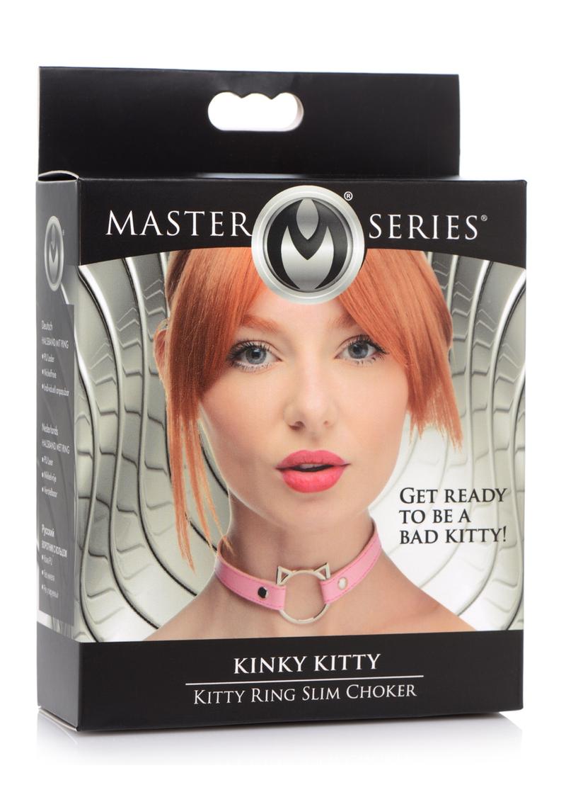 Load image into Gallery viewer, Master Series Kinky Kitty Adjustable Ring Choker Slim - Pink
