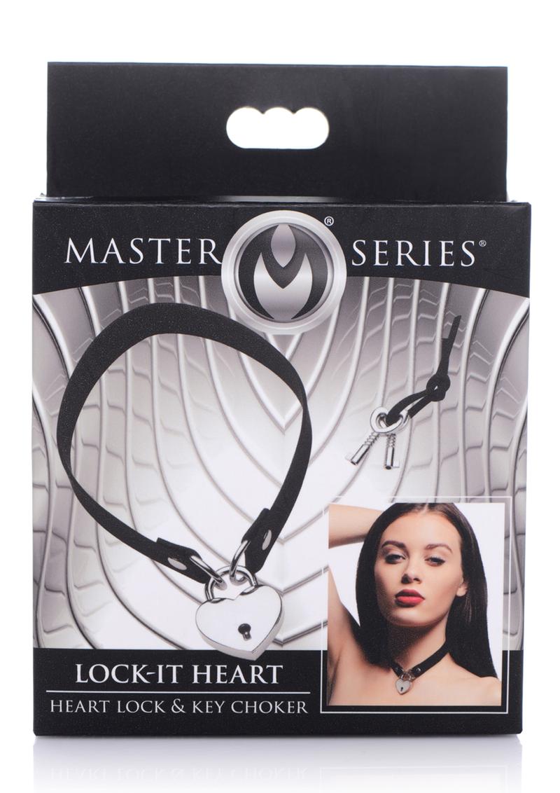 Load image into Gallery viewer, Master Series Lock-It Heart Lock and Key Choker - Black/Silver
