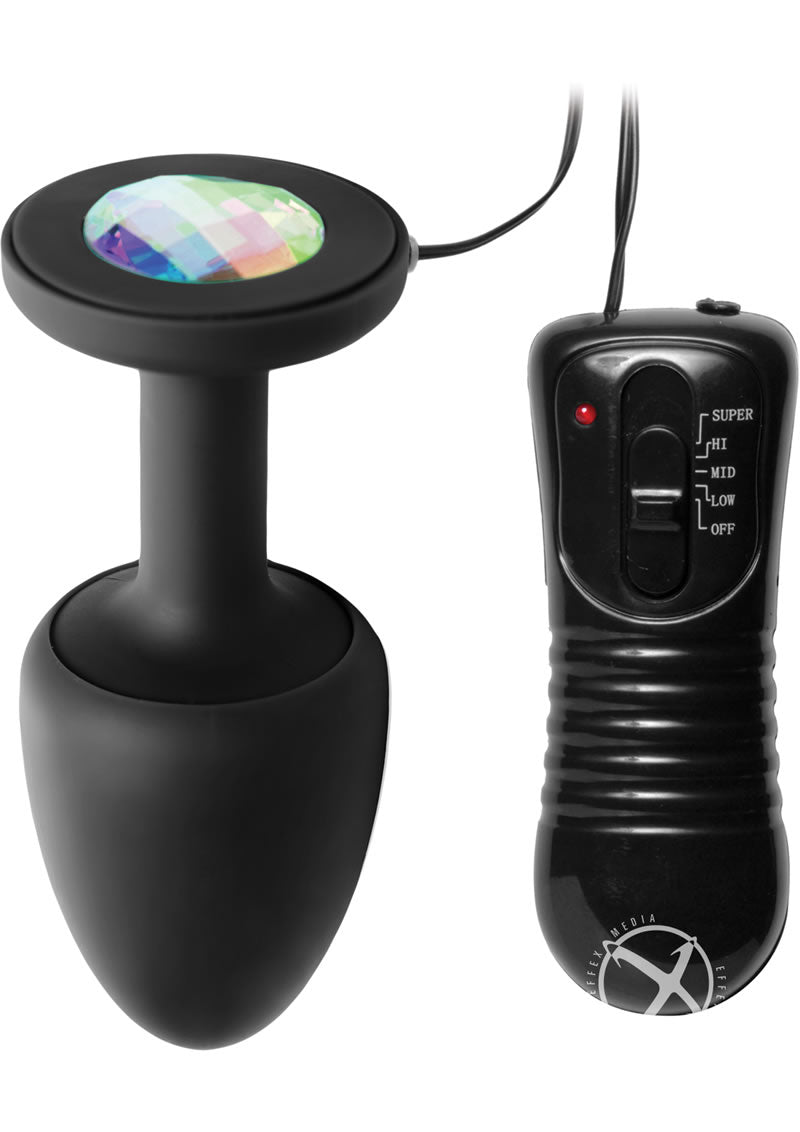 Load image into Gallery viewer, Master Series Paragon Gem Accented Vibrating Anal Plug - Black
