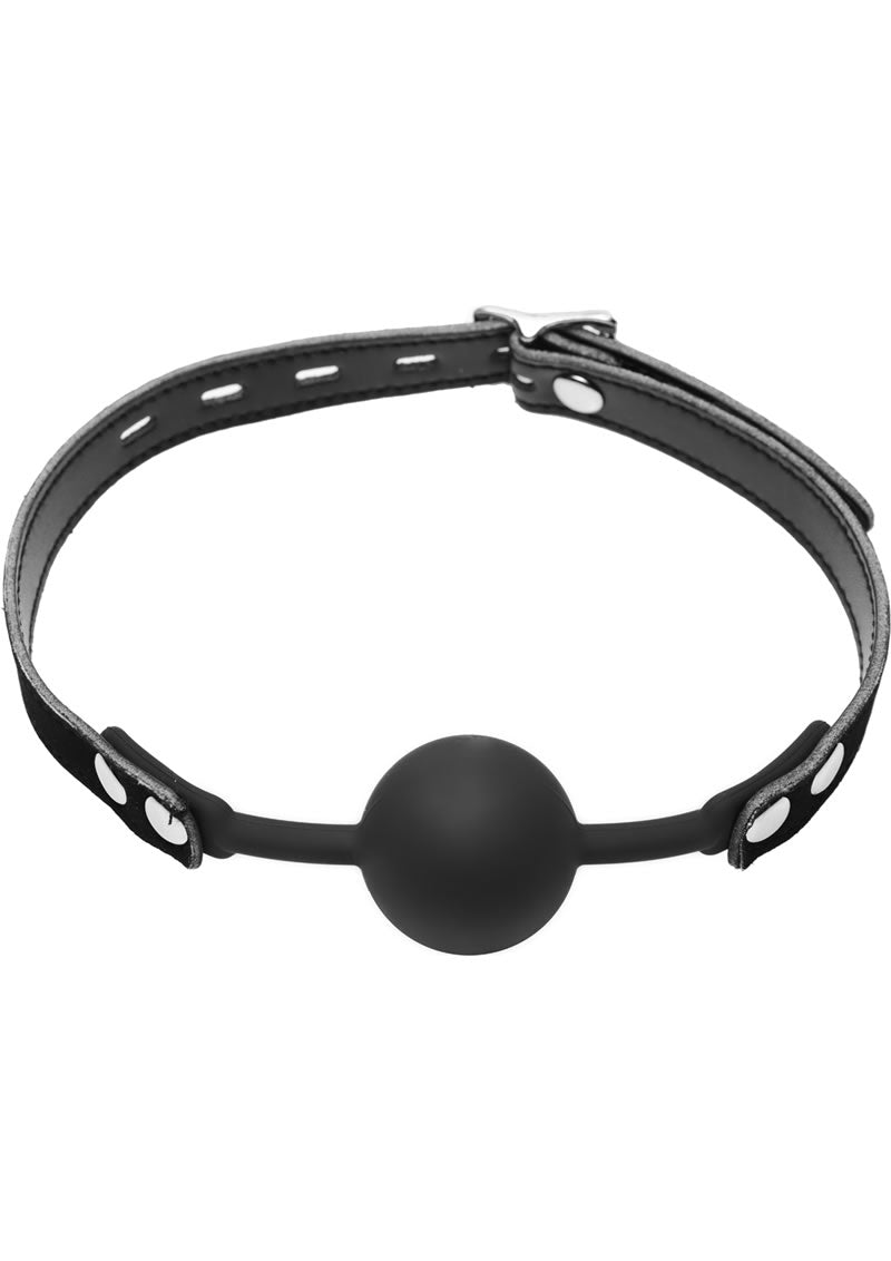 Load image into Gallery viewer, Master Series Premium Hush Locking Silicone Comfort Ball Gag - Black
