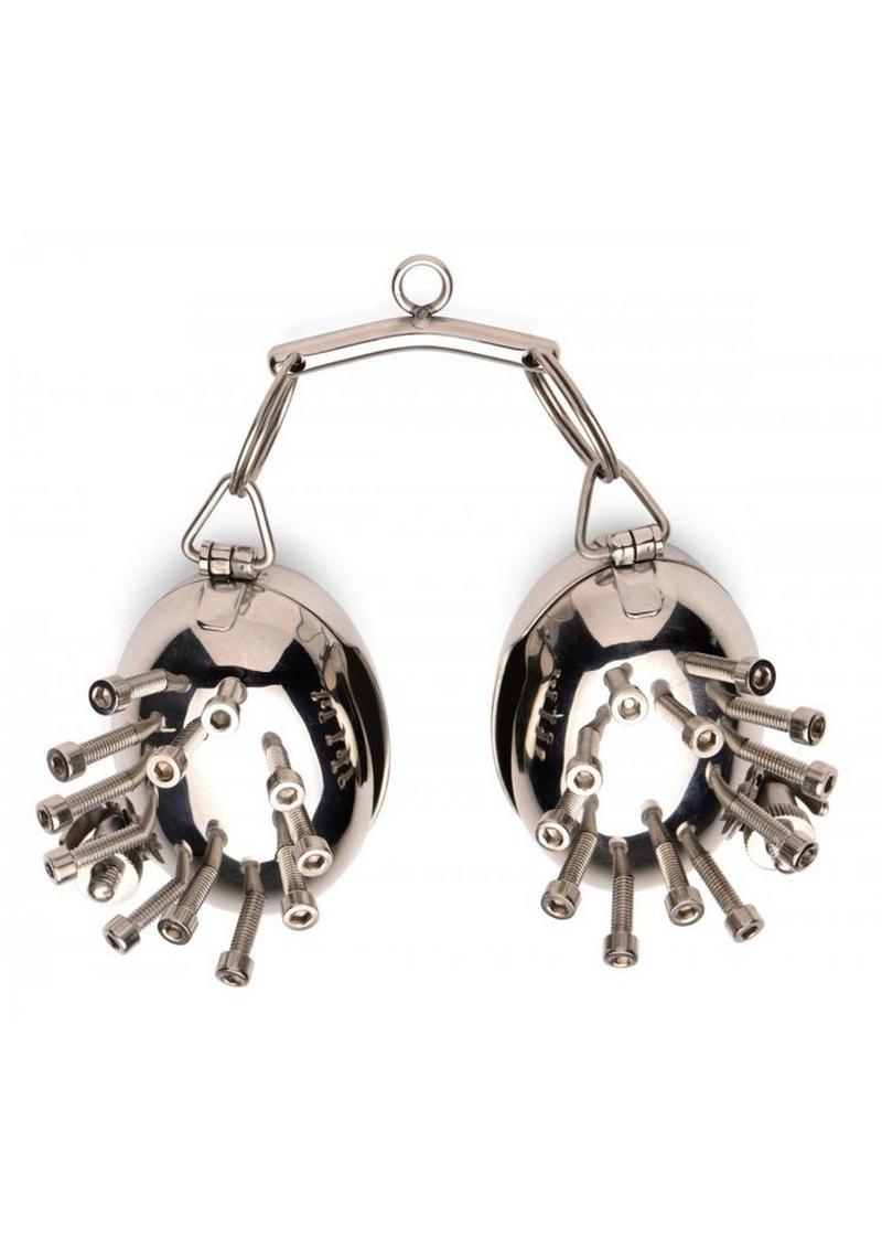 Load image into Gallery viewer, Master Series Scrotum Egg Shells with Spikes Stainless - Metal/Steel
