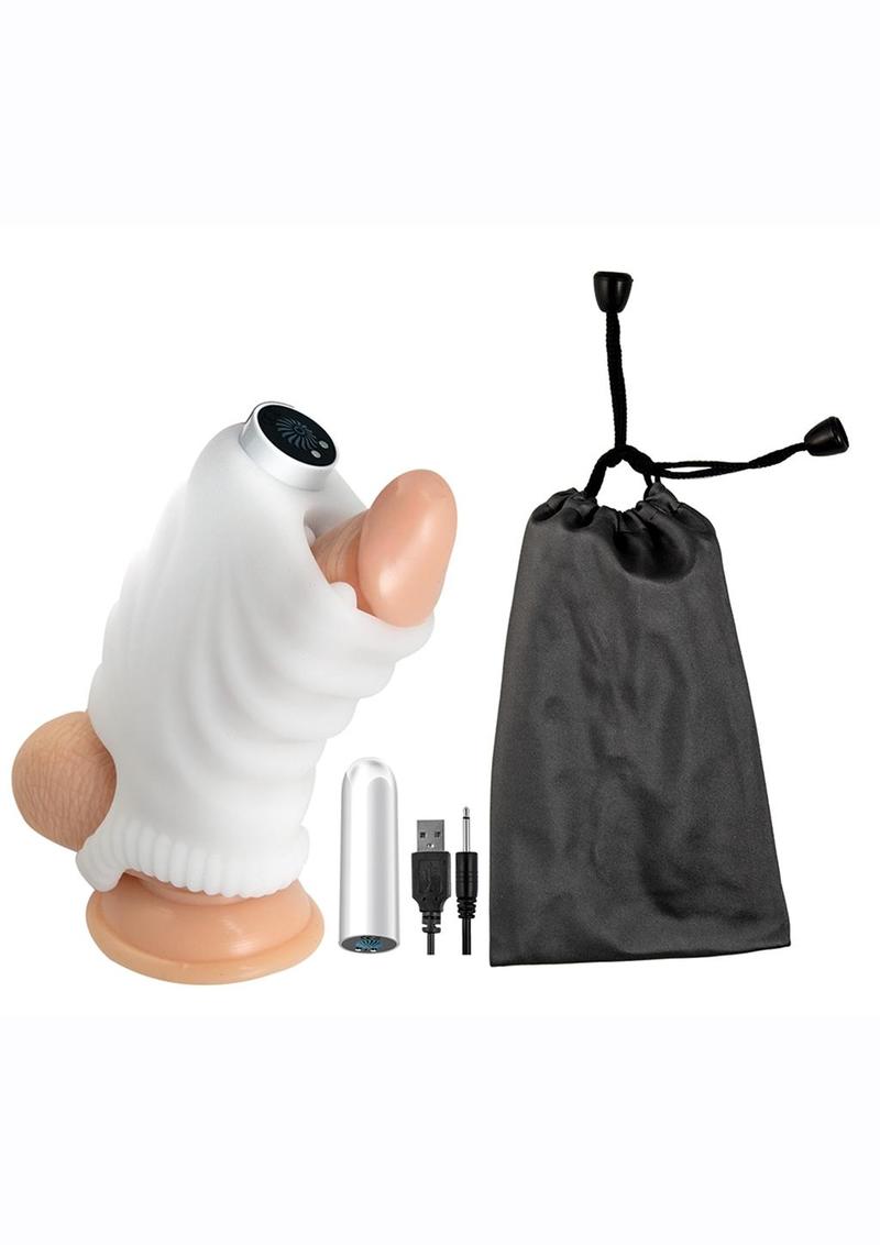 Load image into Gallery viewer, Masturbating Stroker Silicone Rechargeable Masturbator - White
