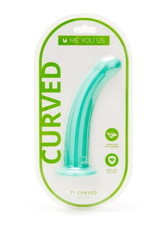 ME YOU US Curved Silicone Dildo - Aqua/Blue - 7in