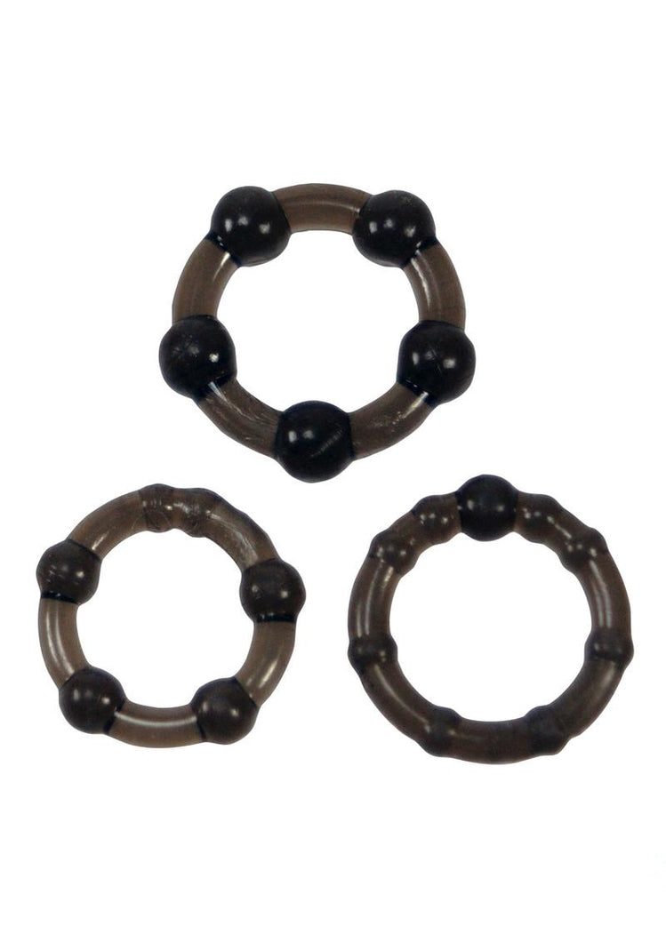 ME YOU US Easy Squeeze Cock Ring - Black - 3 Piece Set/Set