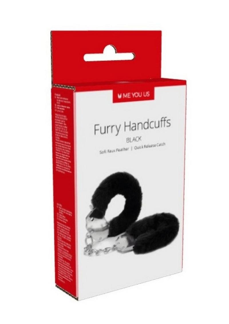 Load image into Gallery viewer, ME YOU US Furry Handcuffs - Black/Silver
