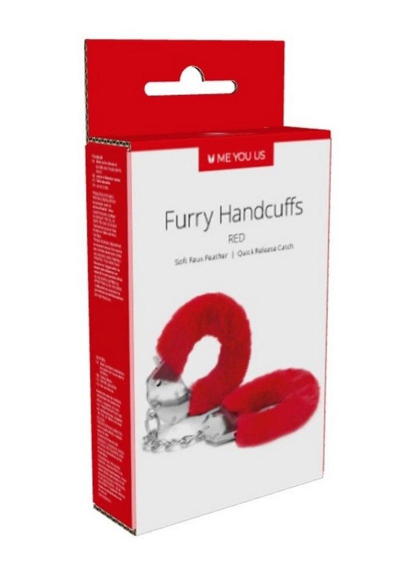 Load image into Gallery viewer, ME YOU US Furry Handcuffs - Red/Silver
