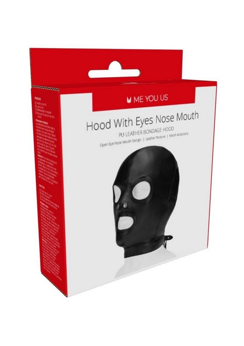 Load image into Gallery viewer, ME YOU US Hood with Eyes Nose Mouth Pu Leather Bondage Hood - Black
