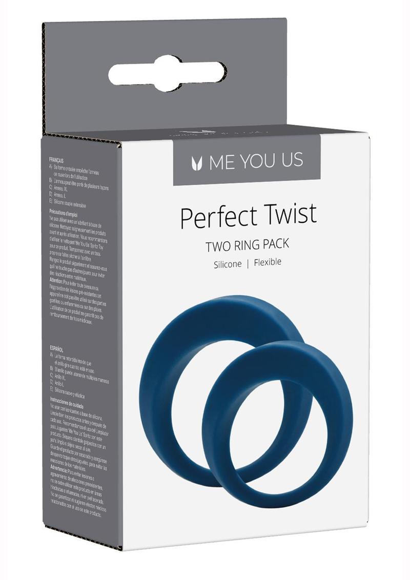 Load image into Gallery viewer, ME YOU US Perfect Twist Silicone Cock Ring - Blue - 2 Piece Set/Set
