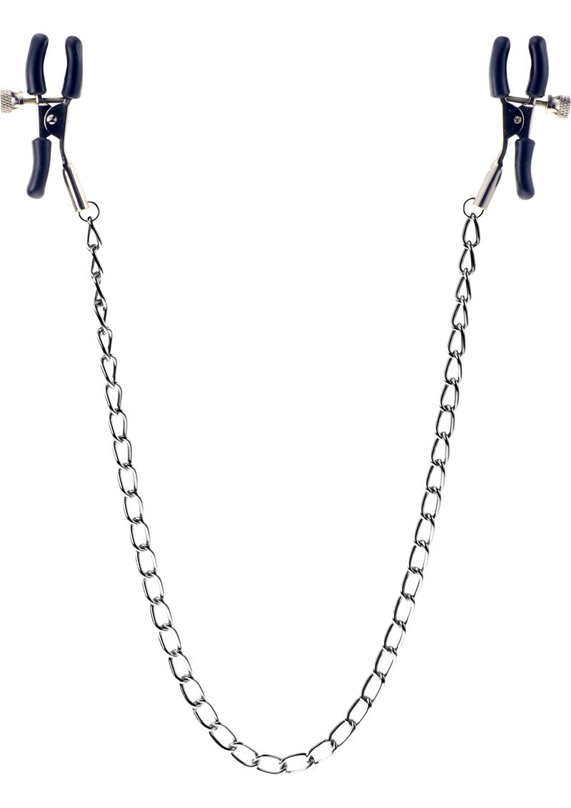 Load image into Gallery viewer, ME YOU US Squeeze and Please Adjustable Nipple Clamps with Chain - Metal/Silver
