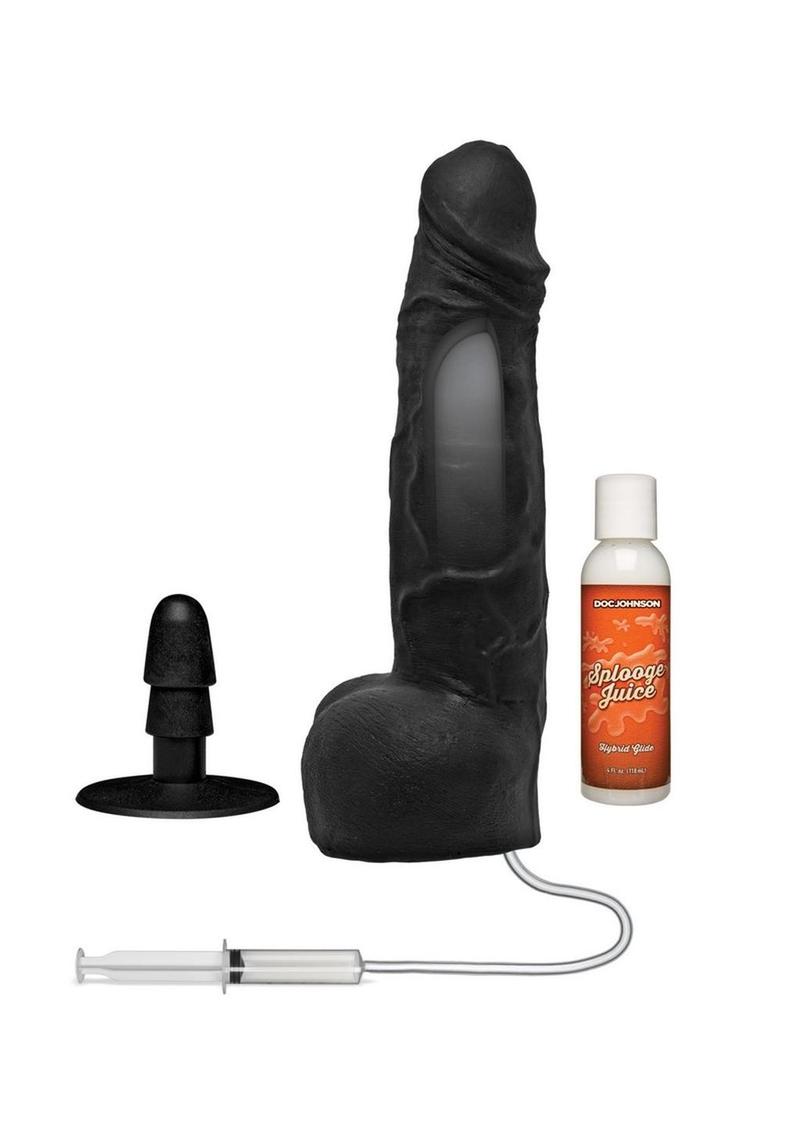 Load image into Gallery viewer, Merci Dual Density Ultraskyn Squirting Cumplay Cock with Removable Vac-U-Lock Suction Cup - Chocolate
