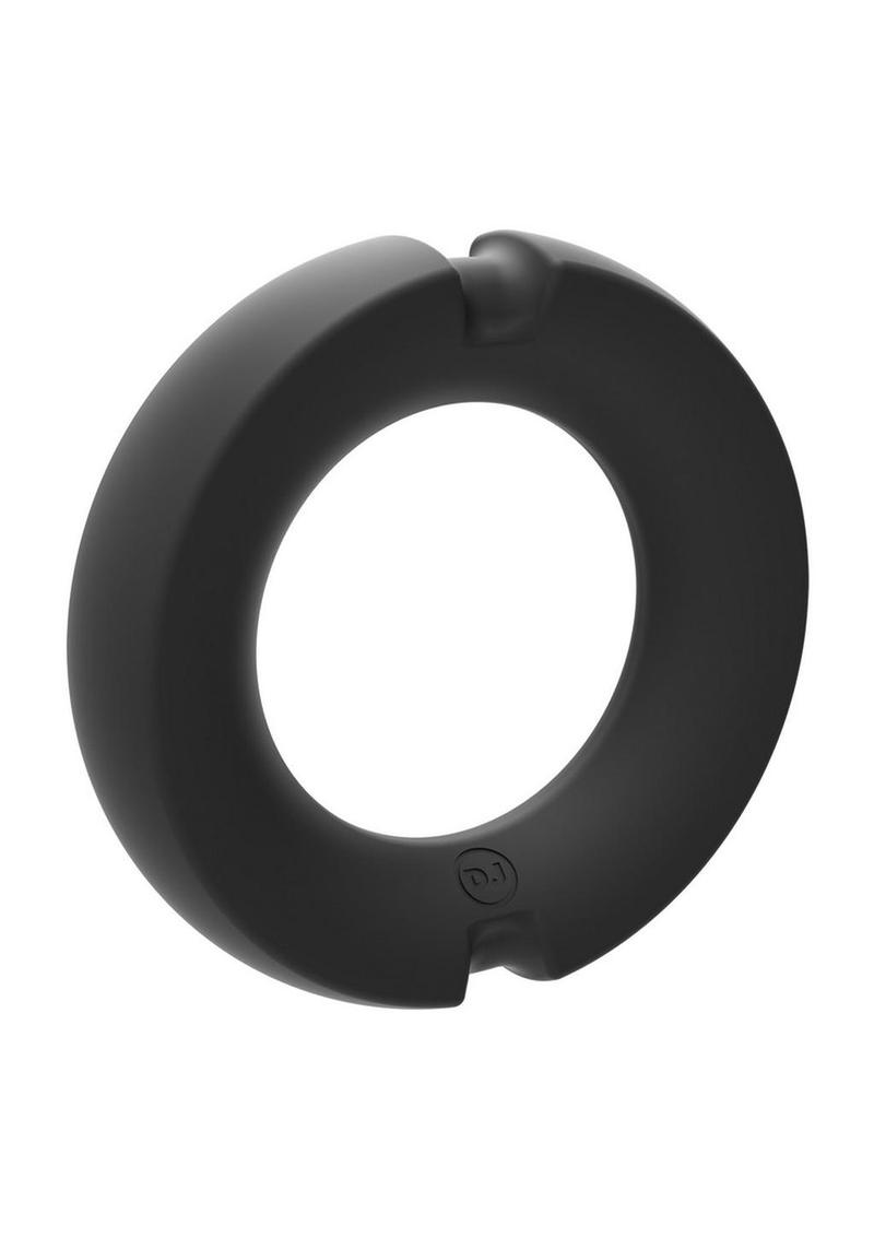 Load image into Gallery viewer, Merci Silicone Covered Metal Cock Ring - Black/Metal - 35mm
