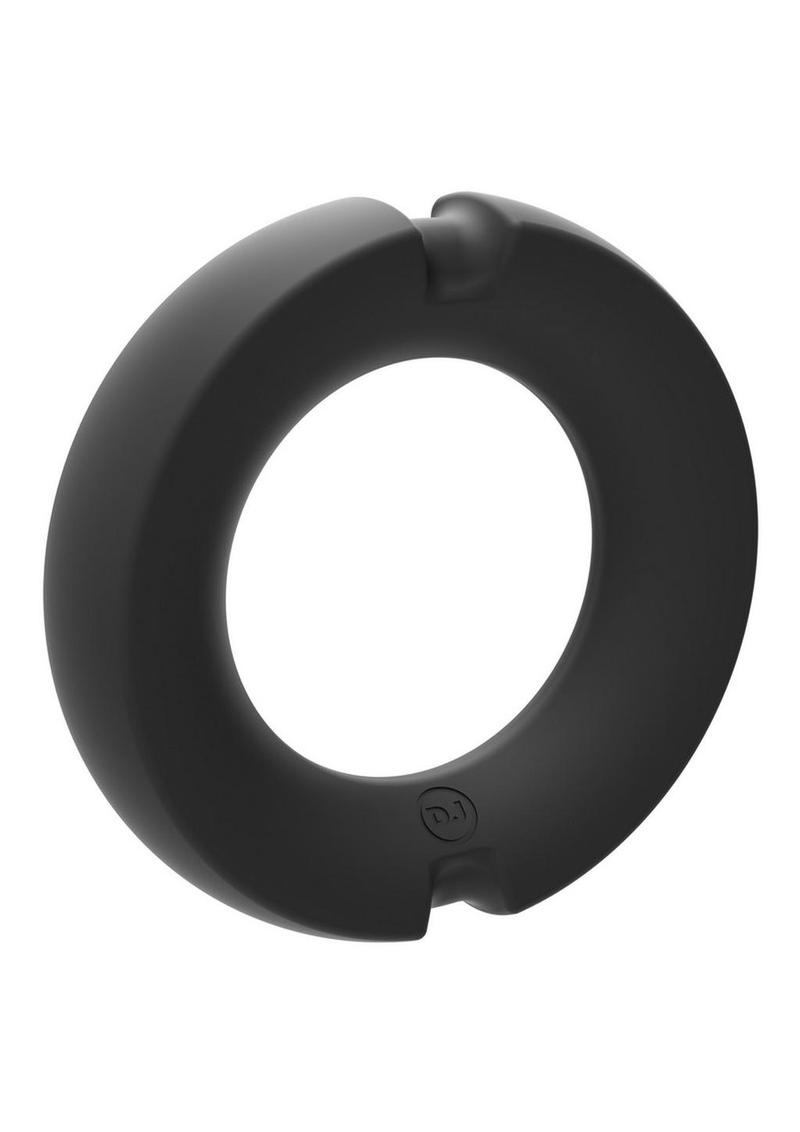 Load image into Gallery viewer, Merci Silicone Covered Metal Cock Ring - Black/Metal - 45mm
