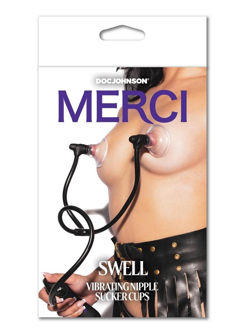 Load image into Gallery viewer, Merci Swell Auto Vibrating Nipple Sucker Cups - Black
