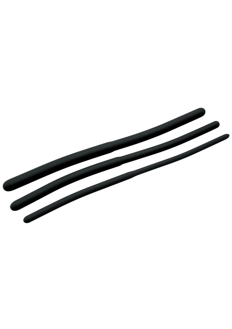 Load image into Gallery viewer, Mistress By Isabella Sinclaire Silicone Urethral Sound 3 Piece Trainer - Black - Set
