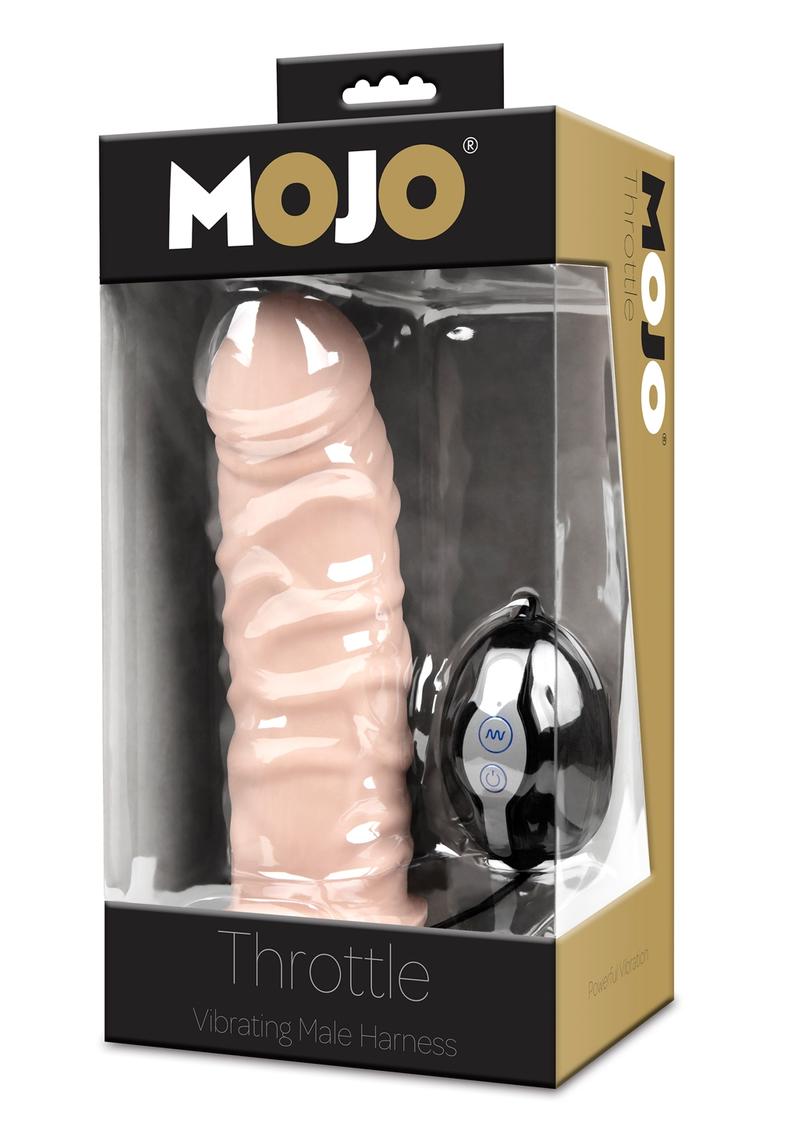 Load image into Gallery viewer, Mojo Throttle Silicone Vibrating Adjustable Male Harness Dildo with Remote Control - Vanilla
