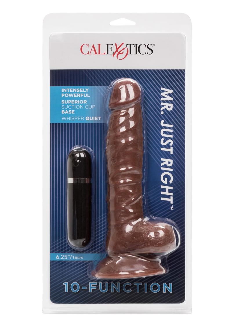 Load image into Gallery viewer, Mr Just Right Vibrating Dildo with Bullet - Chocolate - 6.25in
