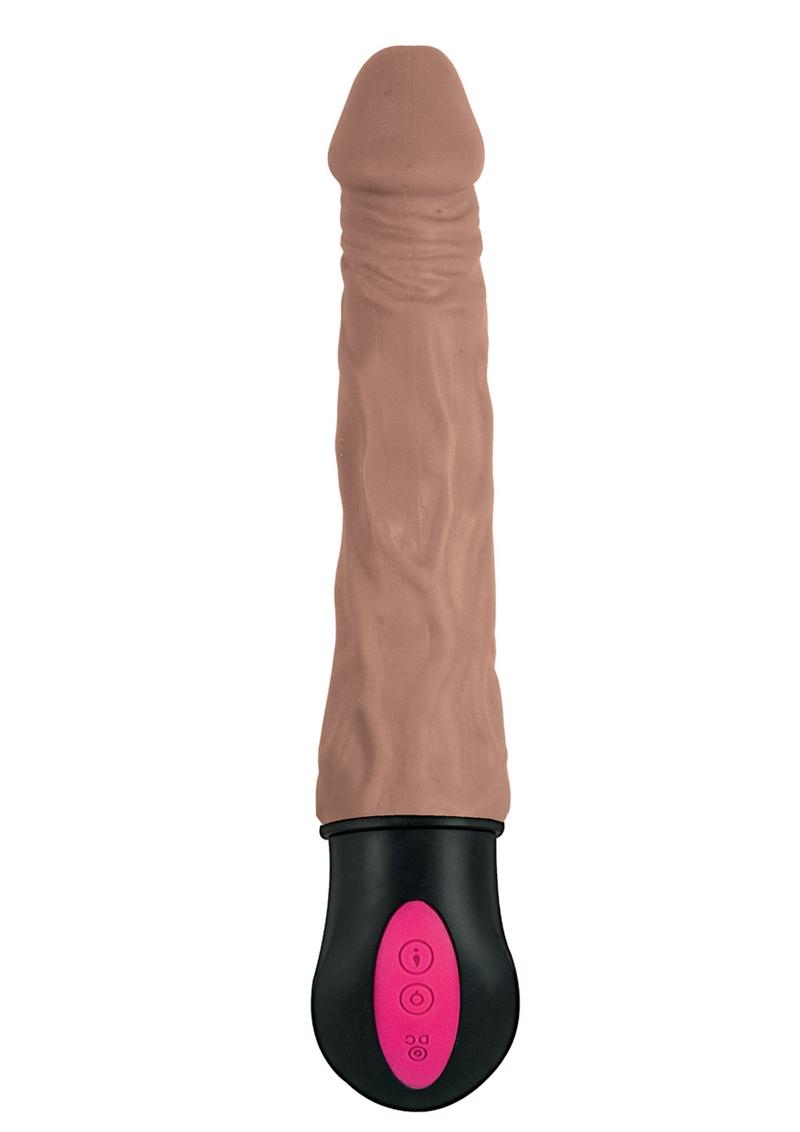 Load image into Gallery viewer, Natural Realskin Hot Cock 1 Rechargeable Warming Dildo - Chocolate - 7in
