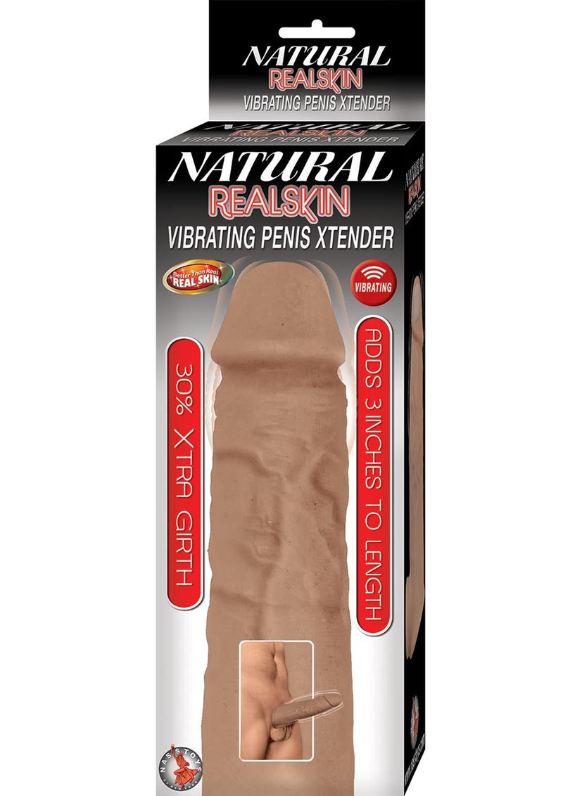 Load image into Gallery viewer, Natural Realskin Vibrating Penis Xtender - Brown
