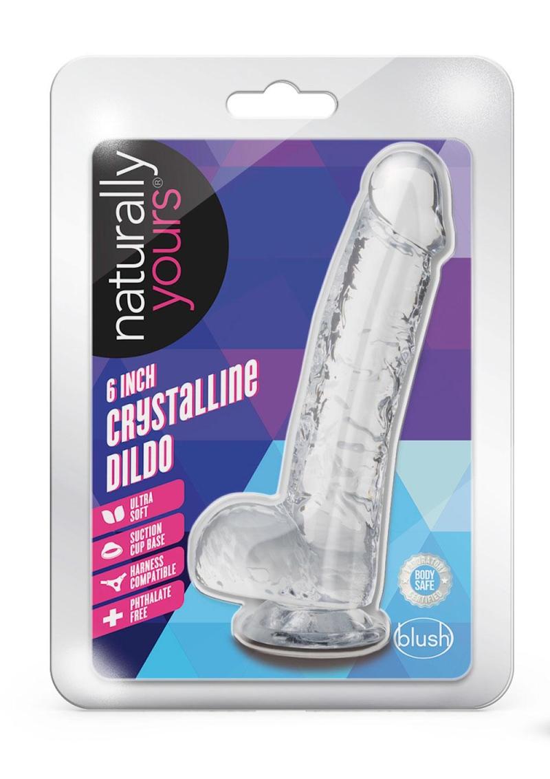 Load image into Gallery viewer, Naturally Yours Crystalline Dildo - Clear/Diamond - 6in
