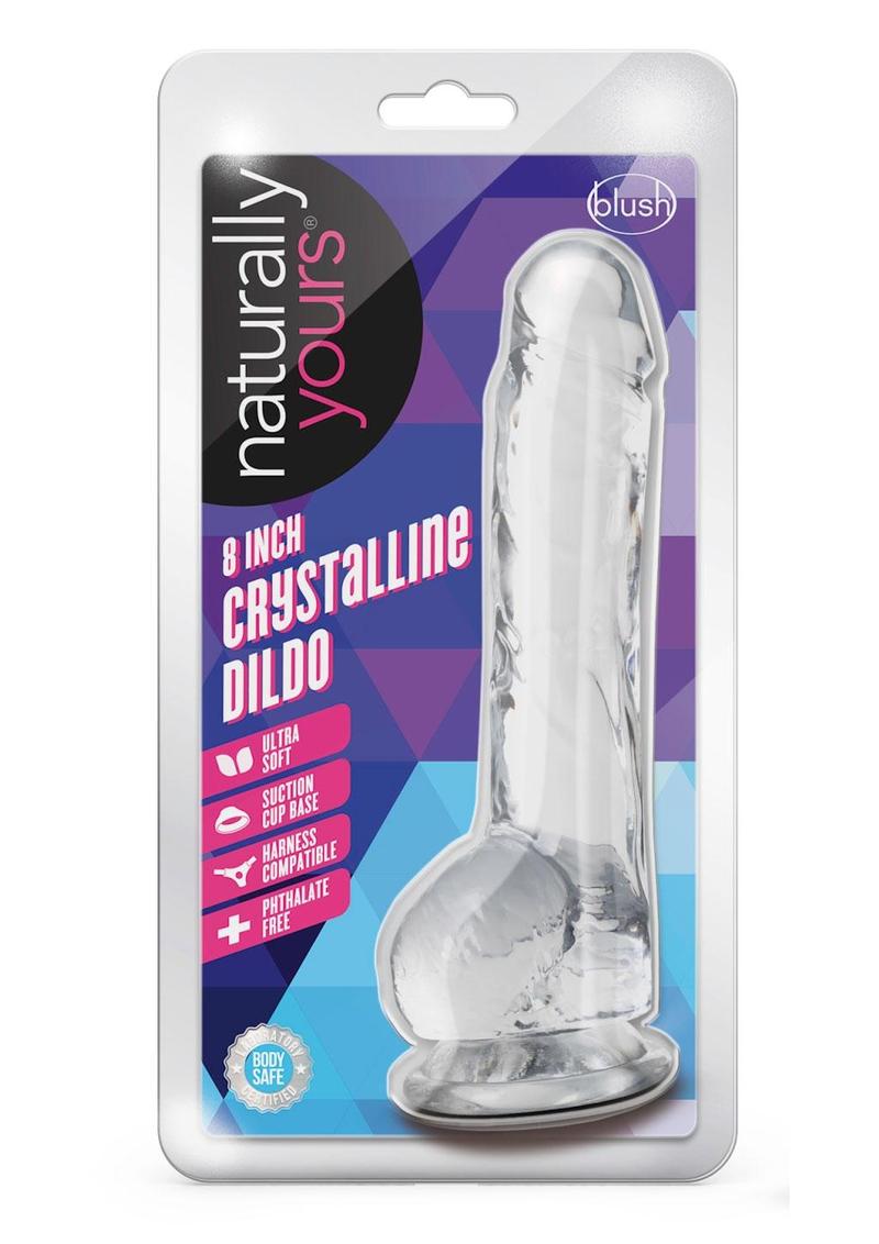 Load image into Gallery viewer, Naturally Yours Crystalline Dildo - Clear/Diamond - 8in
