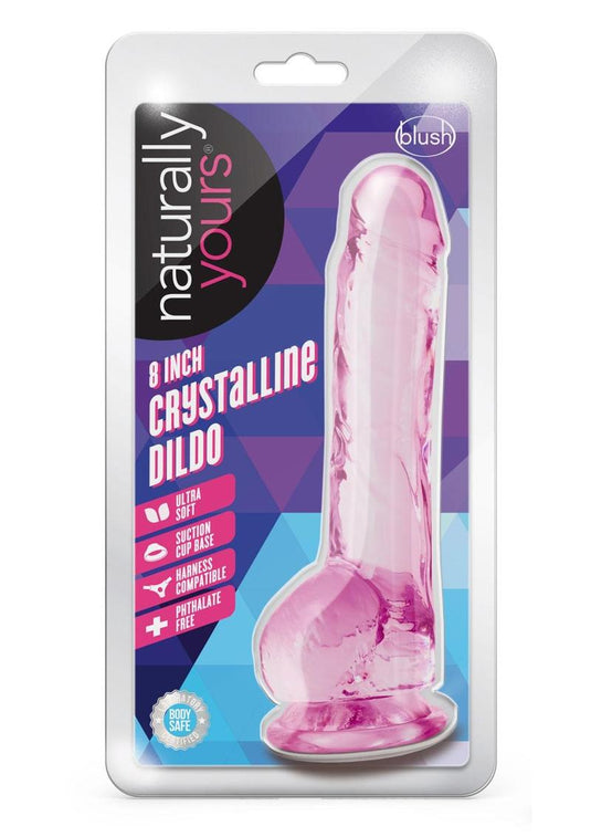 Naturally Yours Crystalline Dildo - Pink/Rose - 8in