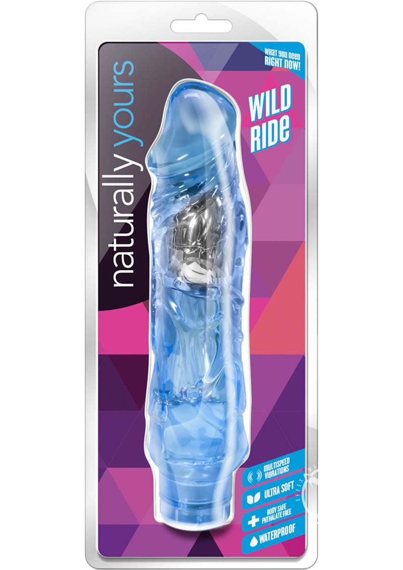 Load image into Gallery viewer, Naturally Yours Wild Ride Vibrating Dildo - Blue - 9in
