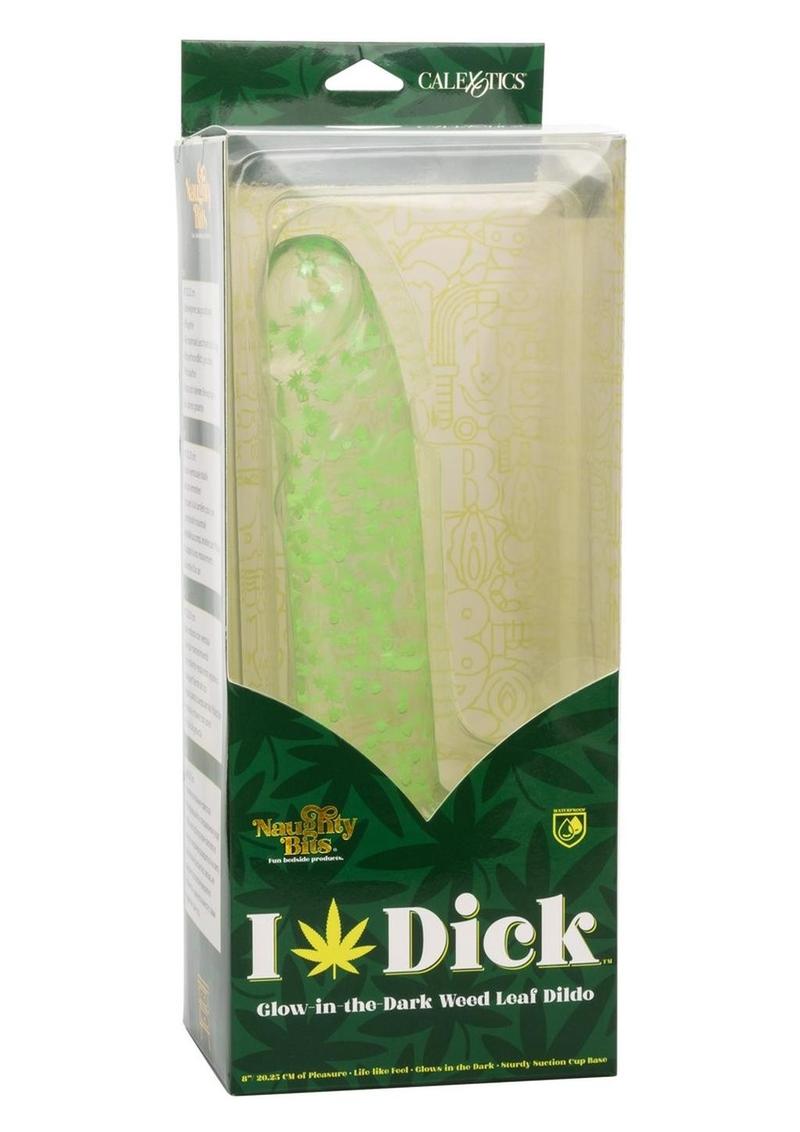 Load image into Gallery viewer, Naughty Bits I Leaf Dick Glow In The Dark Weed Leaf Filled Dildo - Glow In The Dark/Green
