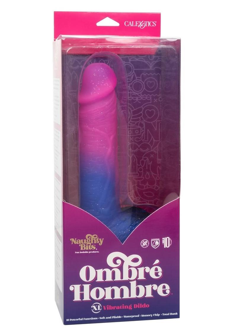 Load image into Gallery viewer, Naughty Bits Ombre Hombre XL Rechargeable Silicone Vibrating Dildo - Multicolor - XLarge
