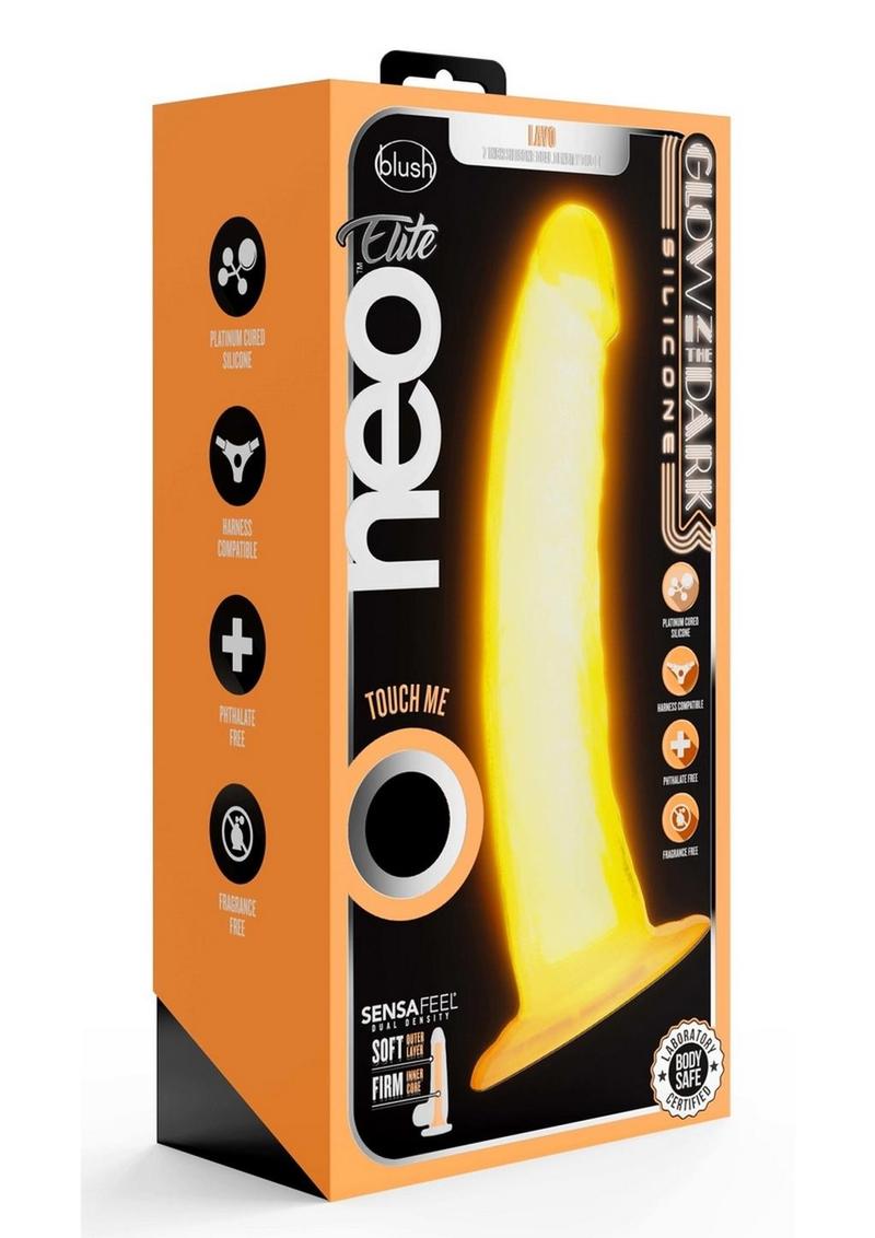 Load image into Gallery viewer, Neo Elite Glow In The Dark Dildo - Glow In The Dark/Orange - 7.5in
